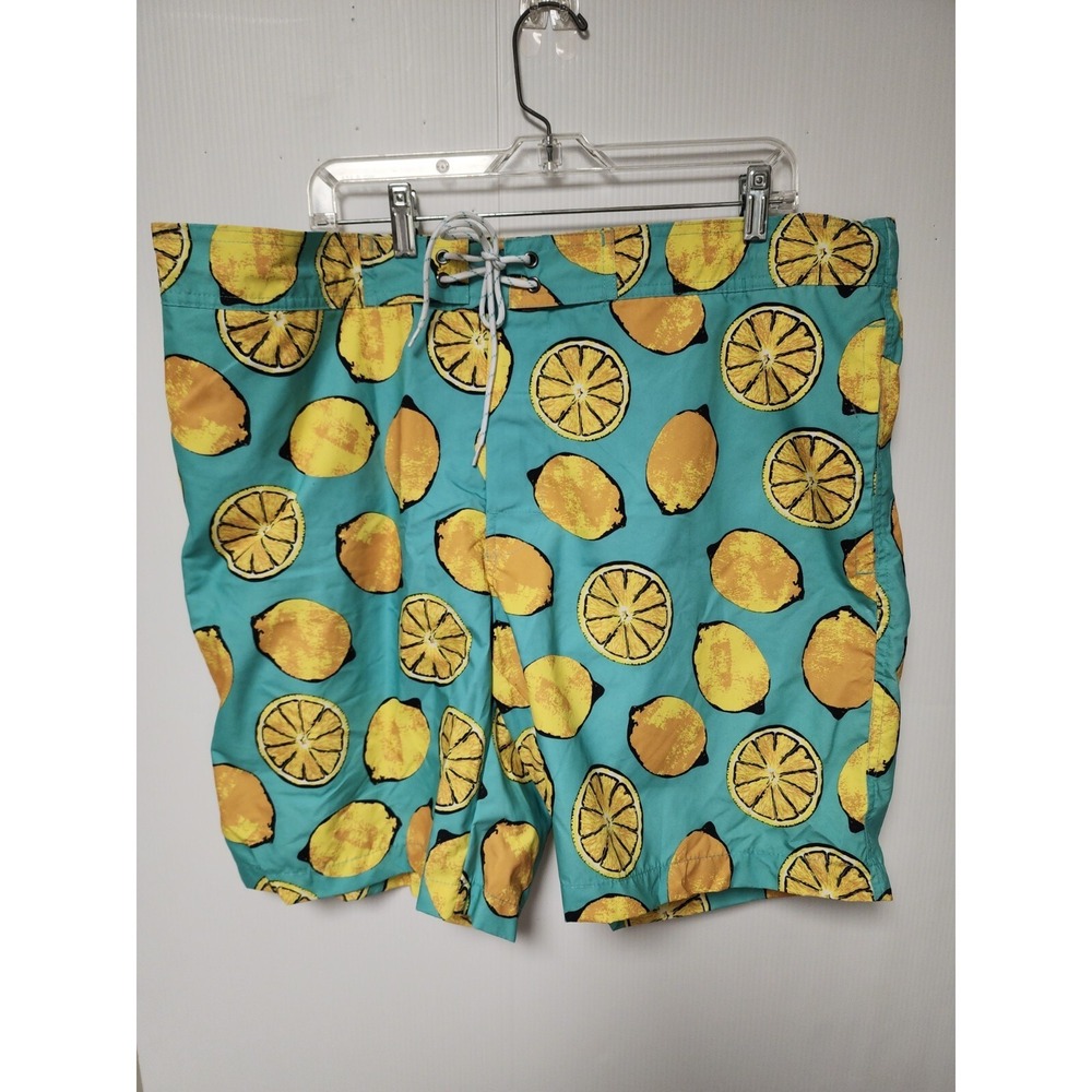 St Johns Bay Swim Trunks Turq Lemon Size XXL ‎ NWT